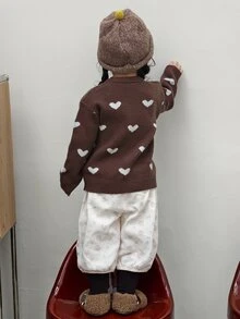 DAZY Infant/Toddler (Girl) Round Neck Colorblock Long Sleeve Sweater, Autumn/Winter - Coffee Brown - View 2