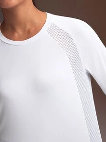 Powerista Women's Solid Color Round Neck Raglan Long Sleeve Sports T-Shirt - White - View 5