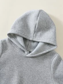 SHEIN 男嬰秋冬加厚高級黑色與灰色連帽衛衣 4件套，適合假期、聖誕節、萬聖節套裝 - 彩色 - 查看 4