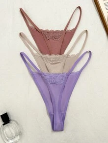 Napfluff 3pcs Multi-Color Assorted Women's Thongs - Multicolor - View 2