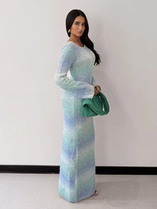 Glamine Charm Women's Gradient Ombre Fuzzy Knit Dress - Multicolor - View 5