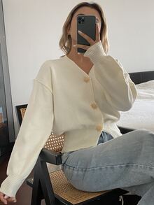 DAZY Women's Solid Color Casual Versatile Daily Outing Cardigan - Beige - View 6