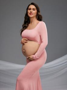 Cheriluna Maternity Maternity Mermaid Hem Dress - Pink - View 4