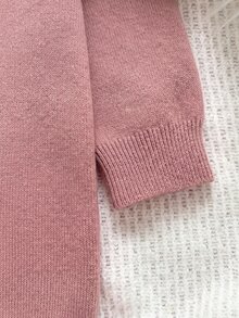 SHEIN 女嬰純色圓領長袖蝴蝶結裝飾針織連身衣 秋季 - 西瓜粉 - 查看 3