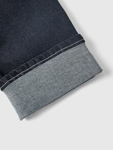 ROMWE Summer Y2K Hot Girl All-Match Versatile Retro Ultra Low Waist Denim Skinny Mid-Length Shorts - Blue - View 4