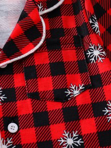 SHEIN 2pcs Set Piyama Bayi Laki-laki Motif Kotak-kotak Natal - MultiWarna - View 4