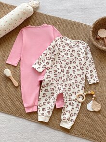 PrepCrw 2PCS Baby Girls Jumpsuits - Red and White - View 7