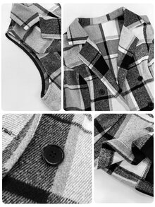 SHEIN LUNE Plus Size Women's Casual Plaid Double-Breasted Vest And Pants Set - Multicolor - View 3