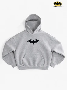 BATMAN X SHEIN STYNVO Men's Bat Pattern Casual Daily Wear Pullover Sweatshirt - Light Grey - View 2