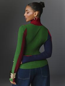 NYA SZN Knit Long Sleeve Top Color Block Holiday Festival Special Occasion Everyday Casual Work Concert Going Out Club Party Multi Color Red Fall Winter - Multicolor - View 2