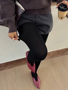 Dazy Plus Legging Elastis Pelangsing Ukuran Besar, Warna Hitam Baru Musim Semi/Musim Gugur - Hitam - View 7