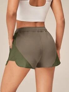 OutZeal Women Outdoor Green Shorts Gym Running Workout Elastic Waist Mesh Panel With Pockets - Green - View 5