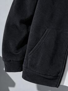 SHEIN 青少年男孩簡約拉鍊長袖連帽口袋衛衣 - 彩色 - 查看 4