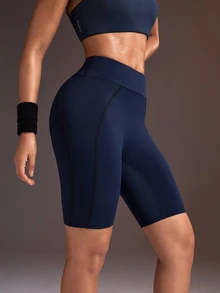 Powerista Women's High Waist Daily Fitness Sports Shorts - Navy Blue - View 5