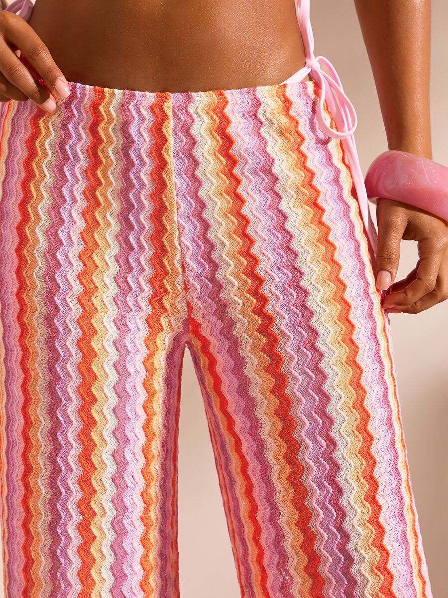 Opulessa Women's Striped Casual Daily Vacation Cover-Up Pants - Multicolor - View 1