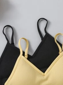 SHEIN 青少年女孩無縫加墊運動內衣套裝 2 件組，2 件白色 - 彩色 - 查看 5