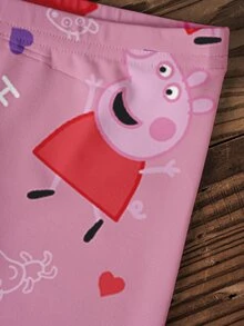 Peppa Pig X SHEIN Young Girl Letter Print Crew Neck Long Sleeve Sweatshirt And Pants Casual Set - White - View 6