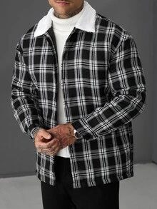 Manfinity CasualCool 男士格紋長袖撞色翻領休閒冬季夾克 - 彩色 - 查看 7