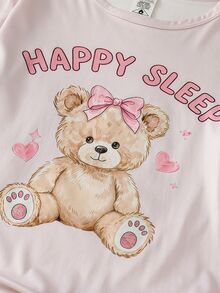 SHEIN 4PCS Tween Girls Pajamas - Pink - View 8