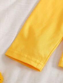 Girls' Fashionable Cute Ballet Girl Print Long Sleeve Long Length Comfortable Milk Silk Fabric Loungewear Set - Yellow - View 4