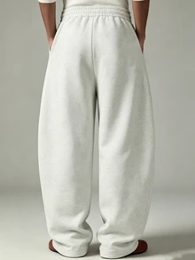 Gym Rark Men's Casual Sports Sweatpants, Loose Straight Leg Pants, Excellent Drape Design, Suitable For Indoor And Outdoor Occasions, Can Be Given To Boyfriend And Father, With Drawstring Waistband, Sports Casual - Light Grey - View 2