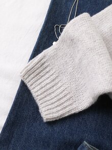 SHEIN 1件女童套頭毛衣，百搭圓領淺灰色落肩長袖寬鬆慵懶款，適中厚度，整潔下擺，緊口袖口，柔軟親膚觸感滑順，適合日常穿著、學校、聚會、外出等，秋冬穿搭 - 彩色 - 查看 5