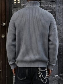 Manfinity CasualKnits 男士百搭高領長袖毛衣，適合日常穿著 - 彩色 - 查看 2