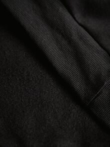 SWAVVY 男士春秋休閒標準尺寸黑色套頭運動衫，領口刺繡設計 - 黑色 - 查看 5