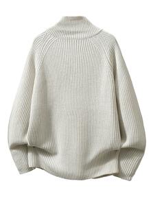 Manfinity CasualKnits Men's Ribbed Cross Neckline Fashion Long Sleeve Sweater - Apricot - View 2