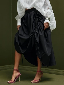 Vixey Convertible Drawcord Balloon Skirt, Event Dressing, Going Out Outfit, Holiday - Black - View 5