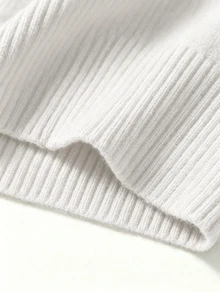 Manfinity Homme 男士極簡百搭羅紋長袖針織衫 日常穿著 老錢風情侶套裝 - 米色 - 查看 3