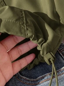 Solflare 大尺碼軍綠色休閒拉鍊連帽長袖外套 - 軍綠色 - 查看 6