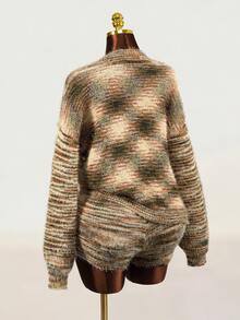 Mistrie Autumn/Winter Fashion Crew Neck Long Sleeve 2 Pieces Sweater Set - Multicolor - View 2