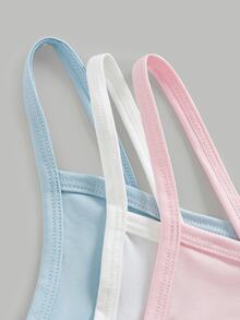 SHEIN Girlism Dozemod 青少年女孩簡約字母彈性肩帶露背內褲 3件組 - 彩色 - 查看 9