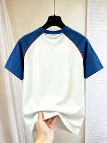 Chillumni Men's Slogan Print Contrast Color Raglan Short Sleeve Casual T-Shirt - Multicolor - View 2