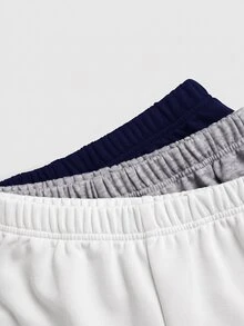 SHEIN Girlism 青少年女孩 3件組 針織寬腿時尚印花長褲 簡約系列 3件裝 日常百搭 適合休閒運動校園 棕色 - 彩色 - 查看 8
