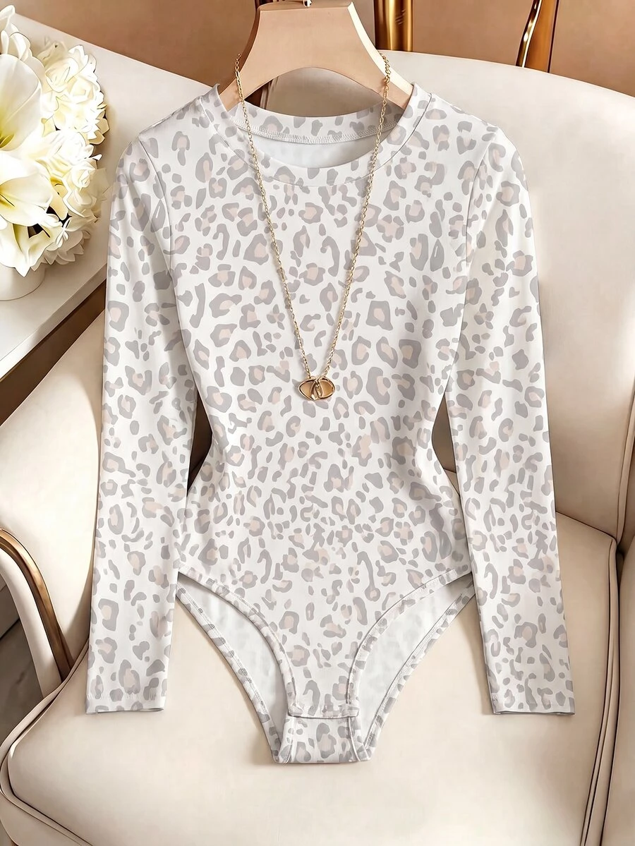 Resyla Women's Autumn/Winter New Hot-Selling Color Block Striped Pattern Slim Fit Versatile Bodysuit - Multicolor - View 1