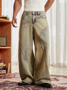 SWAVVY Men's Woven Fashion Casual Loose Long Pants - Blue - View 4