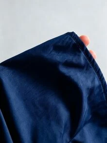 Sweetra بلوزة نسائية جديدة عصرية متعددة الاستخدامات بلون موحد وياقة بحارة وفتحة رقبة مربعة مع شريط أسود متباين وأزرار أمامية وأكمام طويلة وحافة منحنية - أزرق بحري - مشاهدة 6