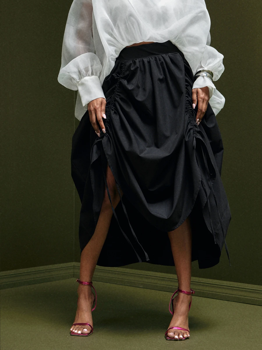 Vixey Convertible Drawcord Balloon Skirt, Event Dressing, Going Out Outfit, Holiday - Black - View 1