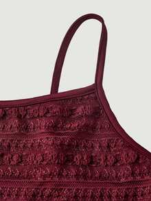 SHEIN MOD Setelan Kasual 2 Potong Atasan Camisole dan Rok Warna Polos untuk Wanita - Burgundy - View 6