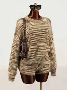 Mistrie Autumn/Winter Fashion Crew Neck Long Sleeve 2 Pieces Sweater Set - Multicolor - View 8
