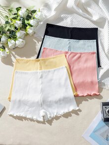 Esseday Women's Solid Color Elastic Waist Casual Boxer Shorts Set - Multicolor - View 9