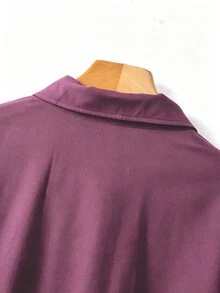 GlowEve CURVE 女款純色休閒寬鬆長袖襯衫，適合日常休閒、通勤與辦公穿著，優雅大方女式襯衫，女款工作上衣，白色工作襯衫 - 淺灰紫 - 查看 4