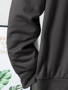 SHEIN 青少年男孩拼色寬鬆長袖連帽衫套裝，冬季，街頭風，畢業，返校 - 深灰色 - 查看 5