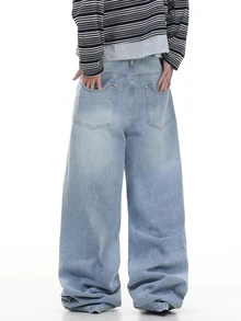 QuarKem Korean Style Classic Minimalist Men's Washed Denim Jeans Casual Comfortable Fashion Versatile Long Pants - Blue - View 7