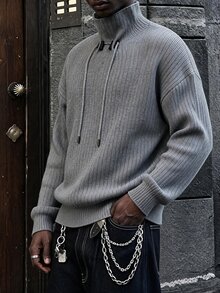 Manfinity CasualKnits 男士百搭高領長袖毛衣，適合日常穿著 - 彩色 - 查看 4