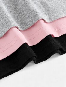 SHEIN 青少年女孩秋冬針織黑色、深灰色、淺灰色高腰寬腰帶修身直筒寬腿長褲 百搭簡約舒適街頭風 3件組 - 彩色 - 查看 6