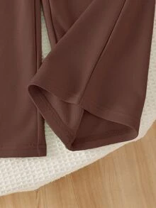 SHEIN ChillGRL Streecool 青少女 2 件套秋季服飾 常規厚度針織休閒百搭連帽拉鍊外套與寬鬆寬腿長褲套裝，馬術運動圖案印花，適合休閒運動 - 咖啡棕 - 查看 9