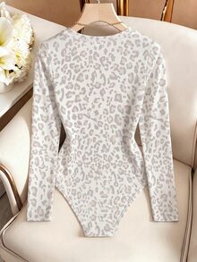 Resyla Women's Autumn/Winter New Hot-Selling Color Block Striped Pattern Slim Fit Versatile Bodysuit - Multicolor - View 2